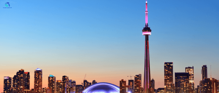 An image displaying the night sky of Toronto city